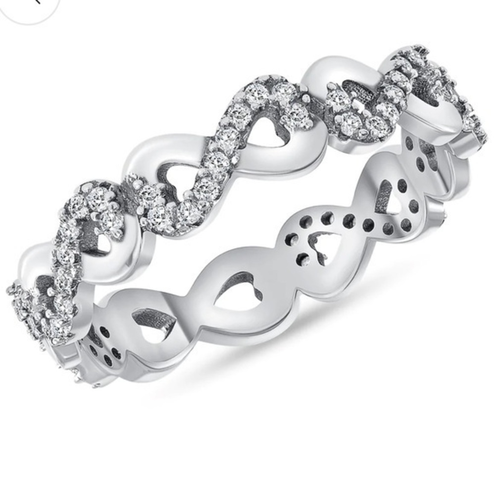 Sterling silver Heart Eternity Band 5 6 7 8 9